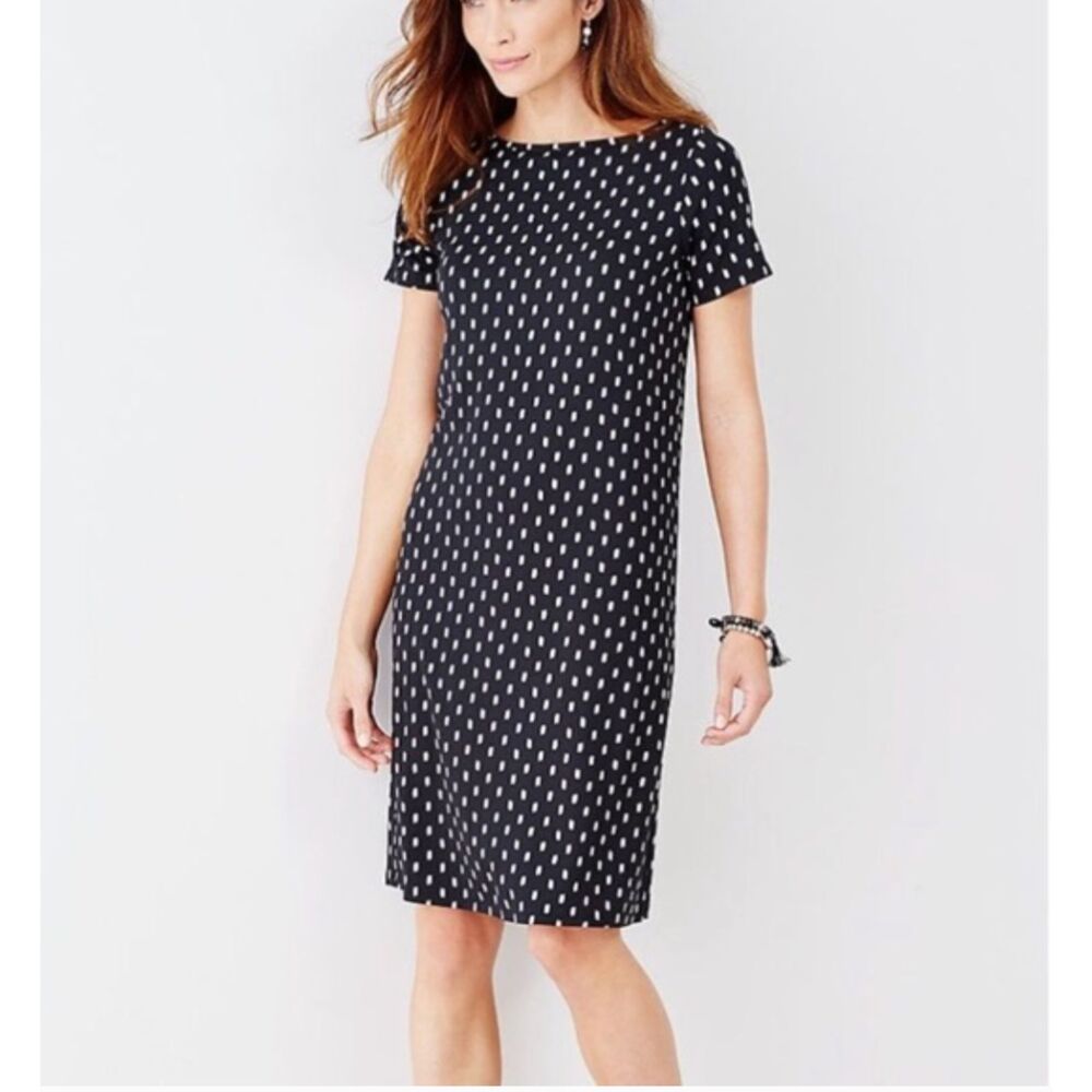 J. Jill Wearever Black and White Knee Length  Pleated Dress Size Medium